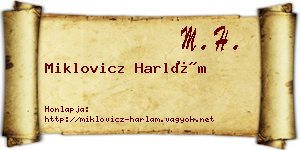 Miklovicz Harlám névjegykártya